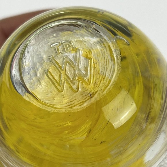 Anthony Tony DePalma Wheaton Vintage Yellow Swirl Egg Shaped Signed Paper Weight - Picture 4 of 8